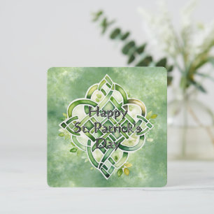 Cartes Pour Fêtes Annuelles Nœud celtique aquarelle verte engageante