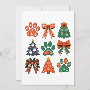 Cartes Pour Fêtes Annuelles Nœud Coquette Patte de Chien Arbres de Noël Famill