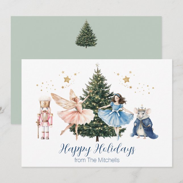 Cartes Pour Fêtes Annuelles Noeud de ballet Noisette Noël (Devant / Derrière)