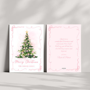 Cartes Pour Fêtes Annuelles Nœud Papillon Coquette Rose Arbre de Noël Joyeux N
