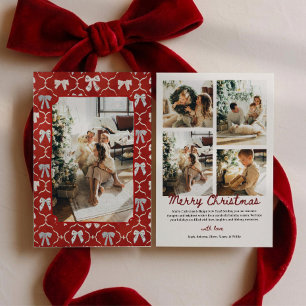 Cartes Pour Fêtes Annuelles Nœuds Rouges Coquette Noël Multi-Photo