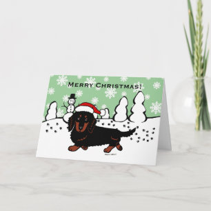 Cartes Pour Fêtes Annuelles Noir aux cheveux longs et Tan de teckel