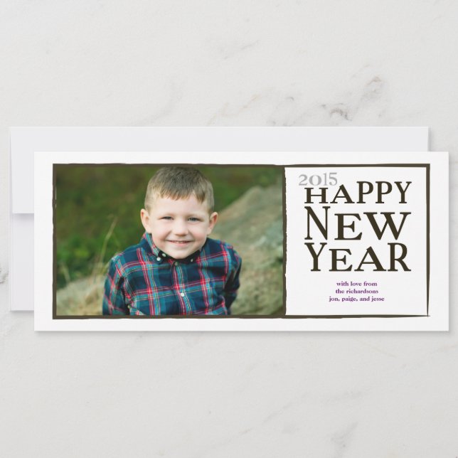 Cartes Pour Fêtes Annuelles Noir & Blanc Bonne année (Devant)