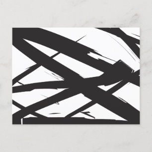 Cartes Pour Fêtes Annuelles Noir & Blanc Moderne Ligne d'Art Abstrait Décorati