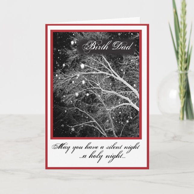 Cartes Pour Fêtes Annuelles Noir & Blanc Noël Religieux Nuit Silencieuse, Ho (Devant)