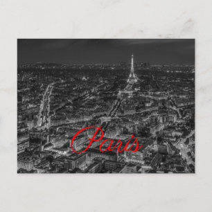 Cartes Pour Fêtes Annuelles Noir Blanc Paris Nuit Tour Eiffel européenne