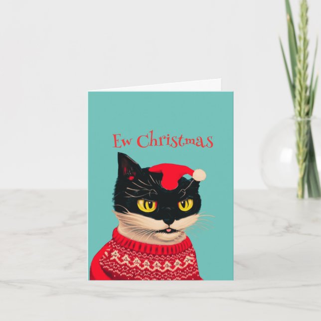 Cartes Pour Fêtes Annuelles Noir de Noël personnalisé Chat Noir Anti Noël (Devant)