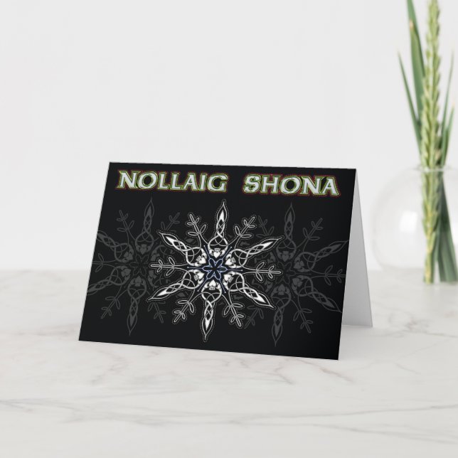 Cartes Pour Fêtes Annuelles Noir et argent de Nollaig Shona (Devant)