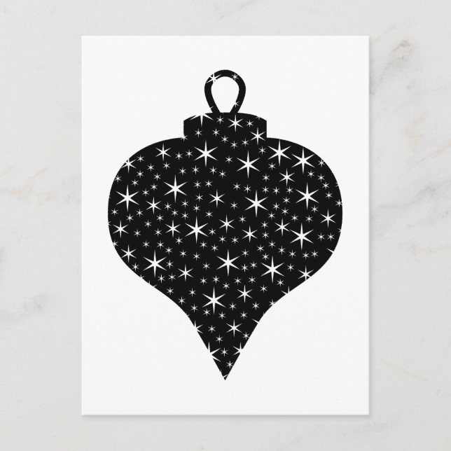Cartes Pour Fêtes Annuelles Noir et Blanc Design Bauble de Noël. (Devant)