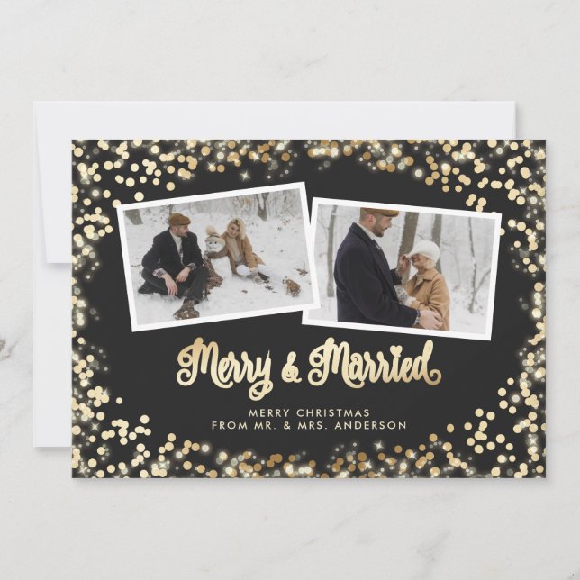 Cartes Pour Fêtes Annuelles Noir et blanc Plaid photo de Noël (Devant)