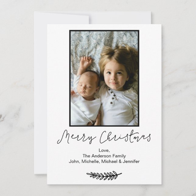 Cartes Pour Fêtes Annuelles Noir et blanc simple Joyeux Noël 5X7 (Devant)