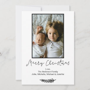 Cartes Pour Fêtes Annuelles Noir et blanc simple Joyeux Noël 5X7