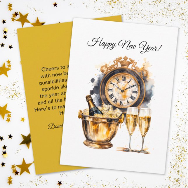 Cartes Pour Fêtes Annuelles Noir et or Bonne année (Créateur téléchargé)