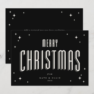 Cartes Pour Fêtes Annuelles Noir Joyeux Noël Retro Stations Appartement