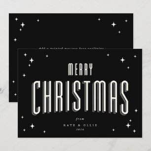Cartes Pour Fêtes Annuelles Noir Joyeux Noël Retro Stations Appartement