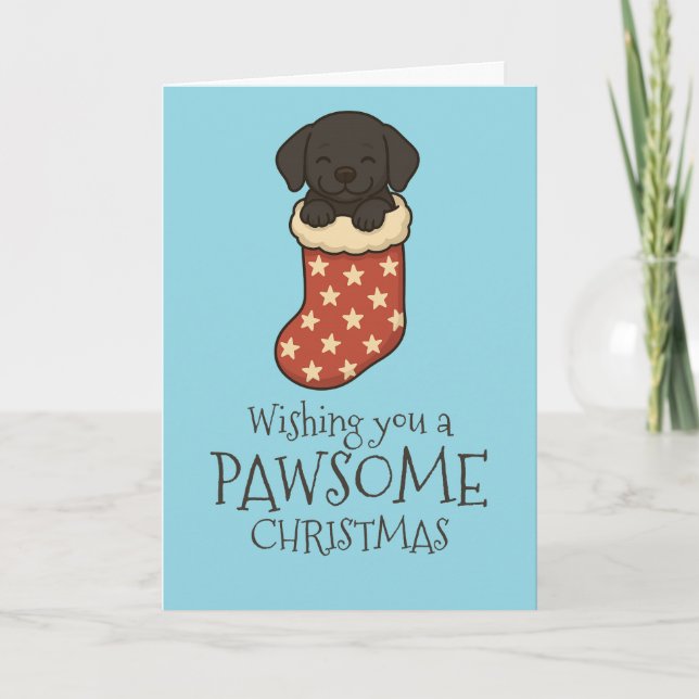 Cartes Pour Fêtes Annuelles Noir Labrador en stock Noël (Devant)