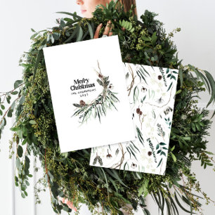 Cartes Pour Fêtes Annuelles Noir moderne élégante aquarelle botanique rustique