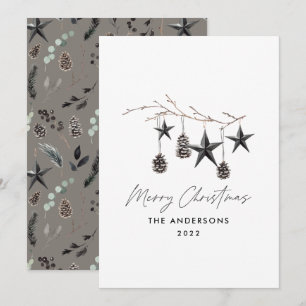 Cartes Pour Fêtes Annuelles Noir moderne scandi élégant script Noël Vacances