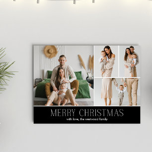 Cartes Pour Fêtes Annuelles NOIR Noël Elegant 4 Collage Message photo