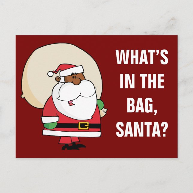 Cartes Pour Fêtes Annuelles Noir Père Noël avec sac de jouets (Devant)