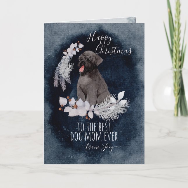 Cartes Pour Fêtes Annuelles Noir Russe Terrier Maman Noël (Devant)