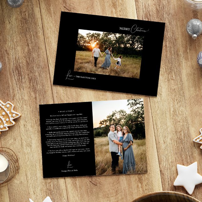 Cartes Pour Fêtes Annuelles Noir simple moderne photo de Noël (Créateur téléchargé)