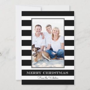 Cartes Pour Fêtes Annuelles Noir   White Stripe Joyeux Noël Photo