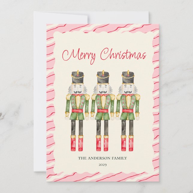 Cartes Pour Fêtes Annuelles Noisettes d'aquarelle Whimsical Noël (Devant)
