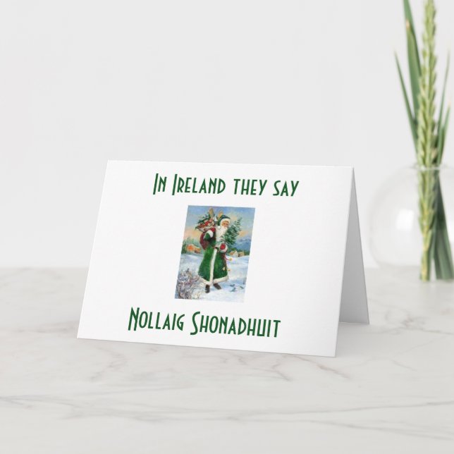 Cartes Pour Fêtes Annuelles Nollaig Shonadhuit et IRISH PÈRE NOËL MERRY NOËL (Devant)