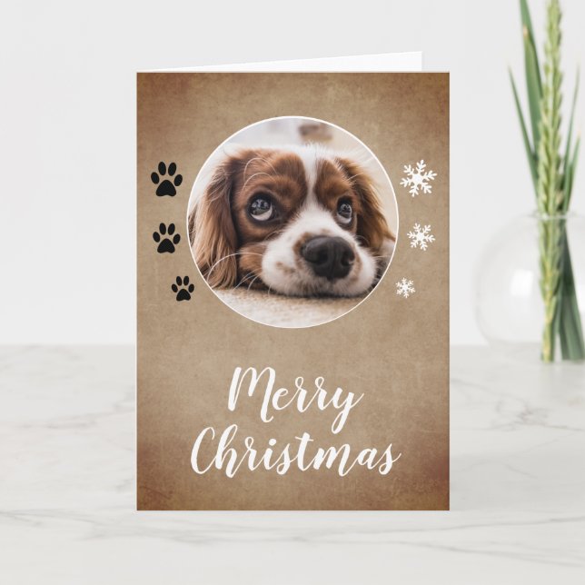 Cartes Pour Fêtes Annuelles Nom de chien rustique Photo Joyeux Noël Famille (Devant)