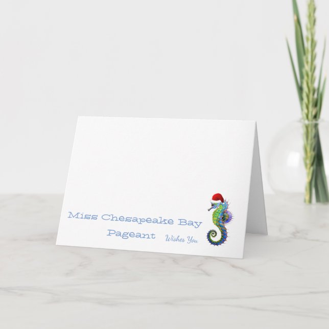 Cartes Pour Fêtes Annuelles Nom de coutume de Carte-Hippocampe de Noël (Devant)