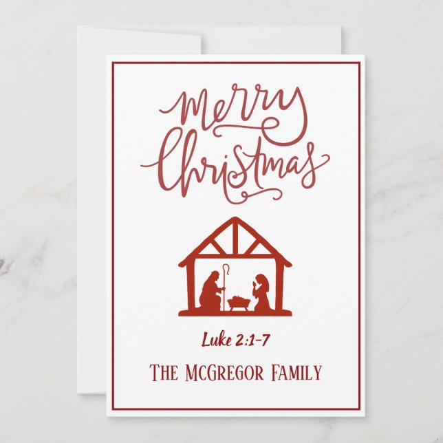 Cartes Pour Fêtes Annuelles Nom de famille ou d'entreprise Nativité Joyeux Noë (Devant)
