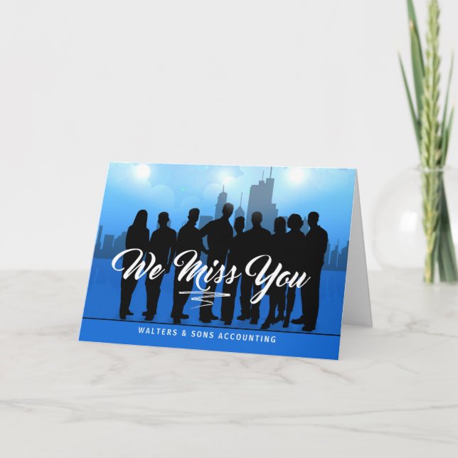 Cartes Pour Fêtes Annuelles Nom de l'entreprise Réactivation client Bleu et no (Devant)