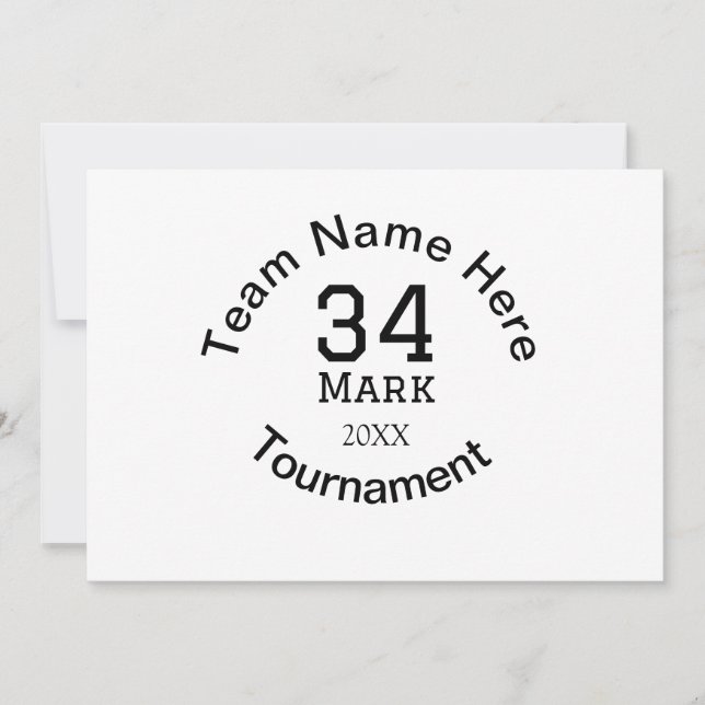 Cartes Pour Fêtes Annuelles Nom de l'équipe ici ajouter nom tournoi année text (Devant)