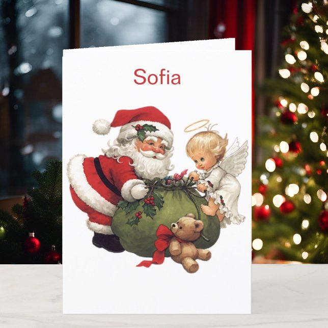 Cartes Pour Fêtes Annuelles Nom du grand-enfant Noël du Père Noël (Créateur téléchargé)