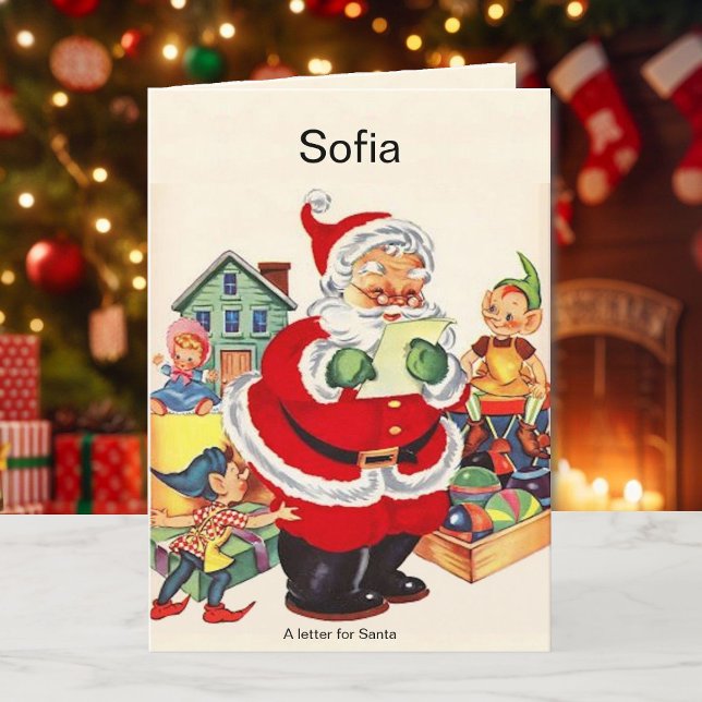 Cartes Pour Fêtes Annuelles Nom du grand-enfant Père Noël Personnaliser Noël (Créateur téléchargé)
