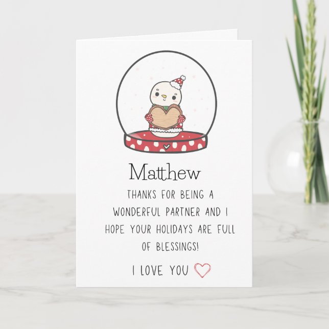 Cartes Pour Fêtes Annuelles Nom du partenaire simple et moderne Joyeux Noël (Devant)