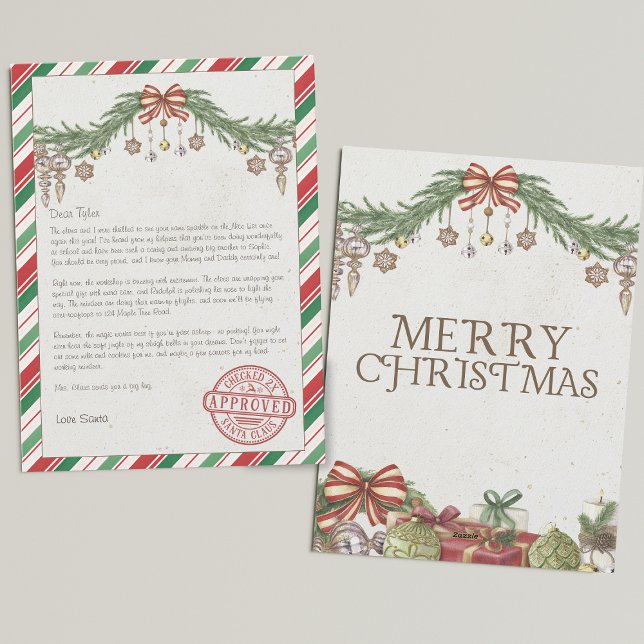Cartes Pour Fêtes Annuelles Nom et adresse personnalisés Lettre de père Noël (Créateur téléchargé)