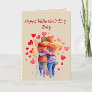 Cartes Pour Fêtes Annuelles Nom personnalisé Aimer mignon Coeurs non-genre