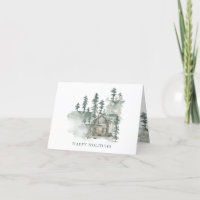 Nom personnalisé Cabine rustique Aquarelle Forêt V