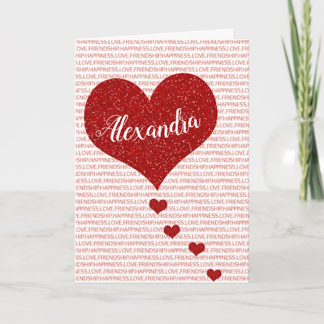 Cartes Pour Fêtes Annuelles Nom personnalisé Heureuse Sainte-Valentin (Devant)
