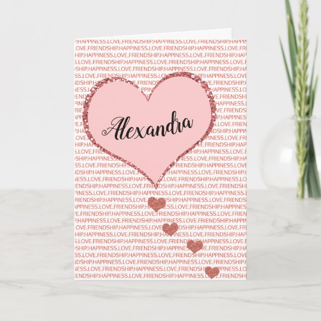 Cartes Pour Fêtes Annuelles Nom personnalisé Heureuse Sainte-Valentin (Devant)