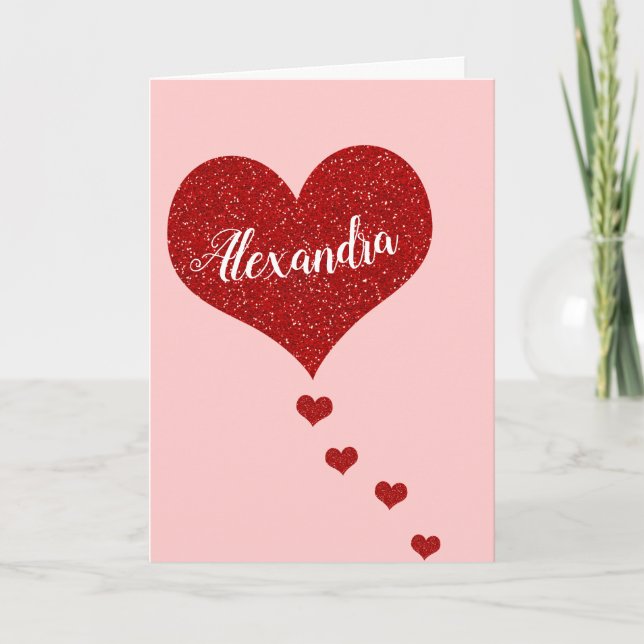 Cartes Pour Fêtes Annuelles Nom personnalisé Heureuse Sainte-Valentin (Devant)