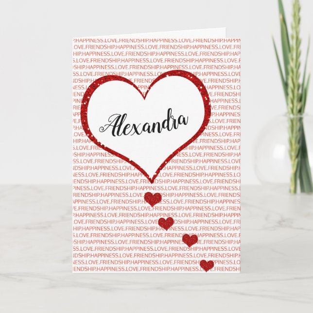 Cartes Pour Fêtes Annuelles Nom personnalisé Heureuse Sainte-Valentin (Devant)