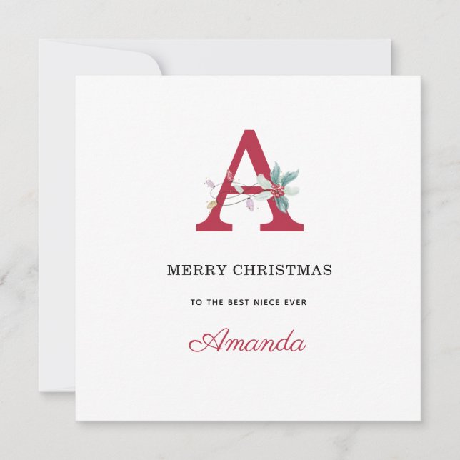 Cartes Pour Fêtes Annuelles Nom personnalisé monogramme joyeux noël pour elle (Devant)