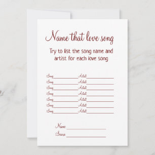 Cartes Pour Fêtes Annuelles nom que l'amour chanson jeu de douche nuptiale