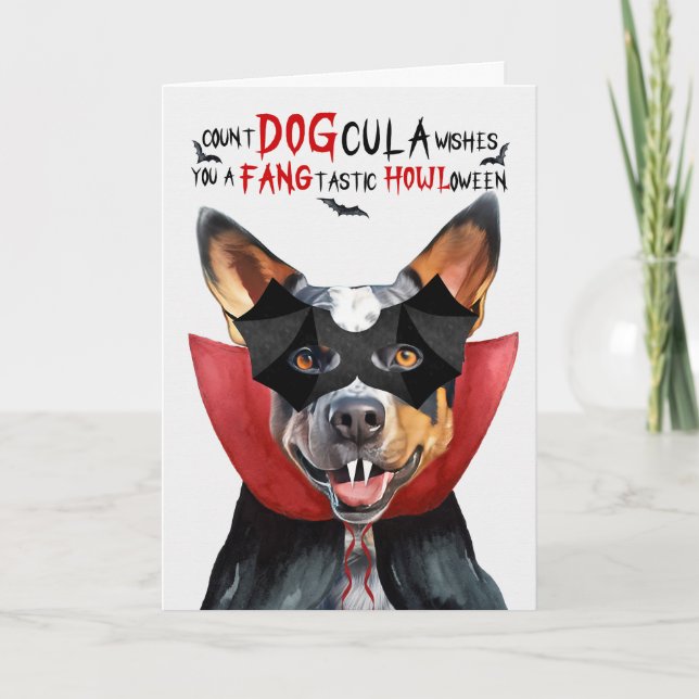 Cartes Pour Fêtes Annuelles Nombre de chiens Heeler du Queensland DOGcula Hall (Devant)