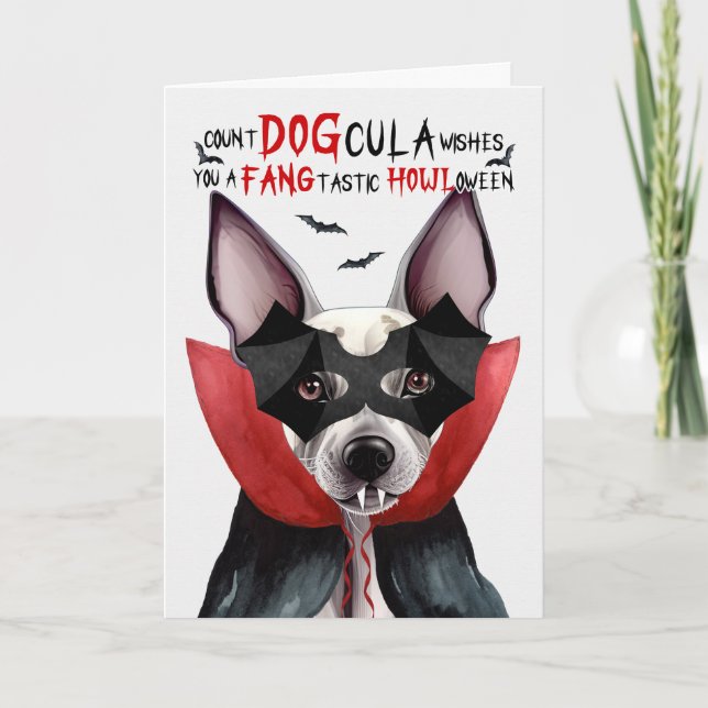 Cartes Pour Fêtes Annuelles Nombre de drôles sans cheveux DOGcula Halloween (Devant)
