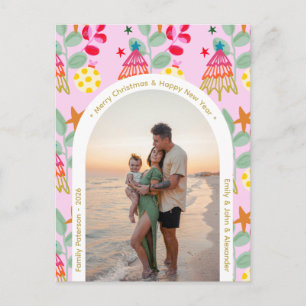 Cartes Pour Fêtes Annuelles Noms tendance de Noël photo rose colorés
