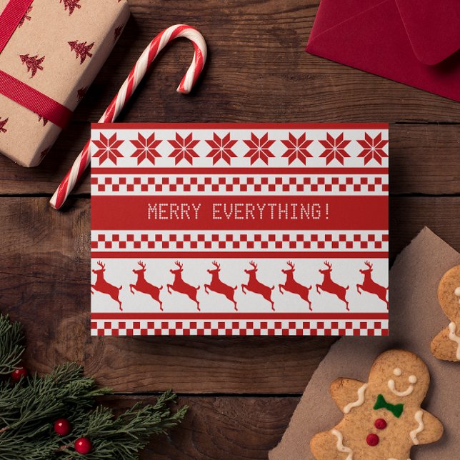 Cartes Pour Fêtes Annuelles Nordic Print Reindeer Rouge Merry Tout Vacances (Créateur téléchargé)